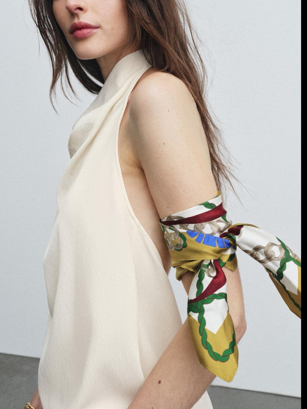 Zara 100% silk printed scarf, 55 x 55 cm